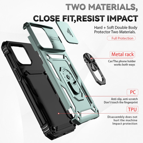 iPhone 15 Pro Max Sliding Camshield Holder Phone Case - Dark Green